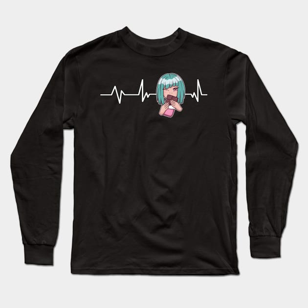 Anime & Chocolate Heartbeat Anime Gift Anime & Chocolate Long Sleeve T-Shirt by TheTeeBee